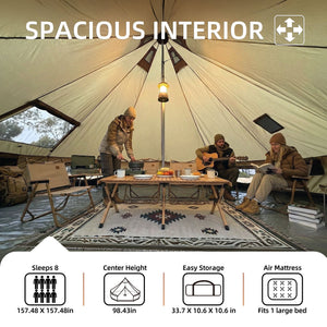 4 Season Bell Tent 13.1FT, Beige Waterproof Glamping Yurt Tent