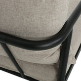 Leora Modern Minimalist Round Tube Sofa Chair with Cushions in Beige and Black Aluminum