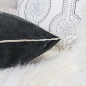 Gray Velvet Holiday Throw Pillow 20x20