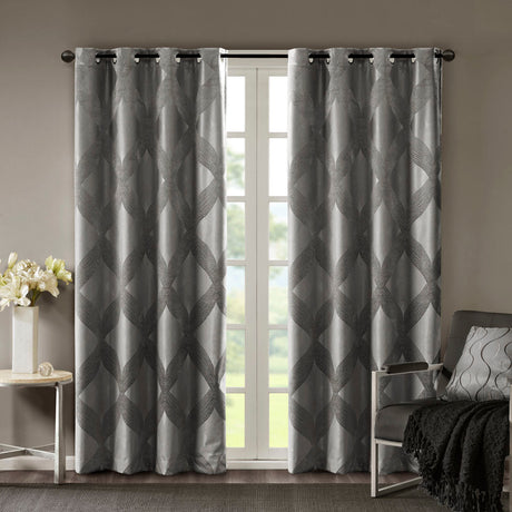 Ogee knitted jacquard total blackout curtain panel (only 1 pc panel)