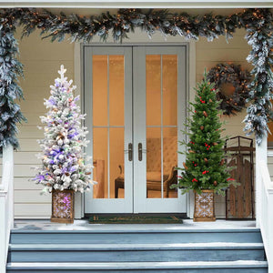 4FT Flocked Christmas Tree with Multicolour LED Lights - Multicolour