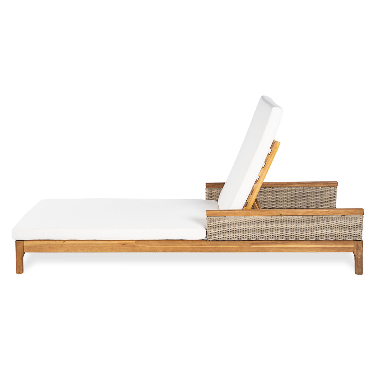 76.8' Solid Acacia Wood Sun Lounger Set of 2 with Cushions