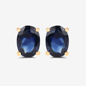 1.90 Carat Genuine Blue Sapphire 10K Yellow Gold Earrings