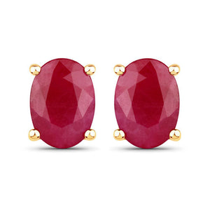1.70 Carat Genuine Ruby 10K Yellow Gold Earrings