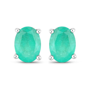 1.44 Carat Genuine Zambian Emerald 10K White Gold Earrings