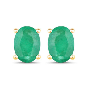 1.44 Carat Genuine Zambian Emerald 10K Yellow Gold Earrings