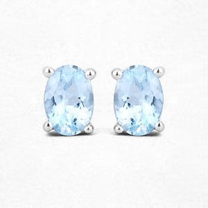 0.72 Carat Genuine Aquamarine .925 Sterling Silver Earrings
