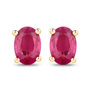 1.04 Carat Genuine Ruby 10K Yellow Gold Earrings