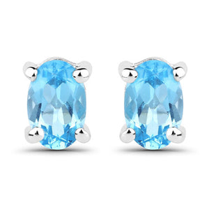 1.02 Carat Genuine Swiss Blue Topaz .925 Sterling Silver Earrings