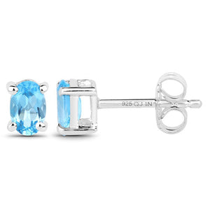 1.02 Carat Genuine Swiss Blue Topaz .925 Sterling Silver Earrings