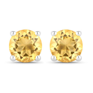 0.90 Carat Genuine Citrine .925 Sterling Silver Earrings