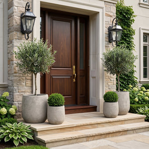 Round Concrete Planter Set of 2 - Antique Grey
