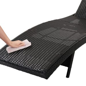 K&K 80'' Patio Wicker Chaise Lounge Chairs Set of 2