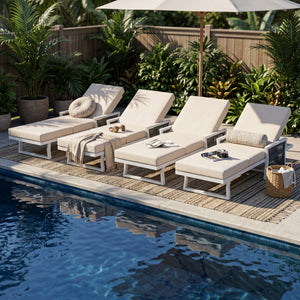 White Iron Outdoor Chaise Lounge