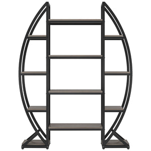 Triple Wide Oval Etagere Bookcase With Shelves For Living Room