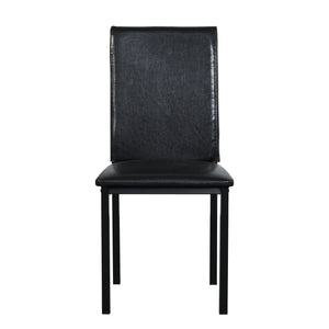 Furniture 5 Piece Metal Dinette Set with Faux Marble Top - Black