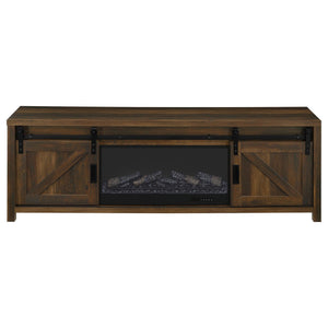 Enfield 71-inch TV Stand Fireplace Media Console Dark Pine