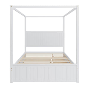 Canopy Platform Bed With Trundle And 3 Storage Drawers