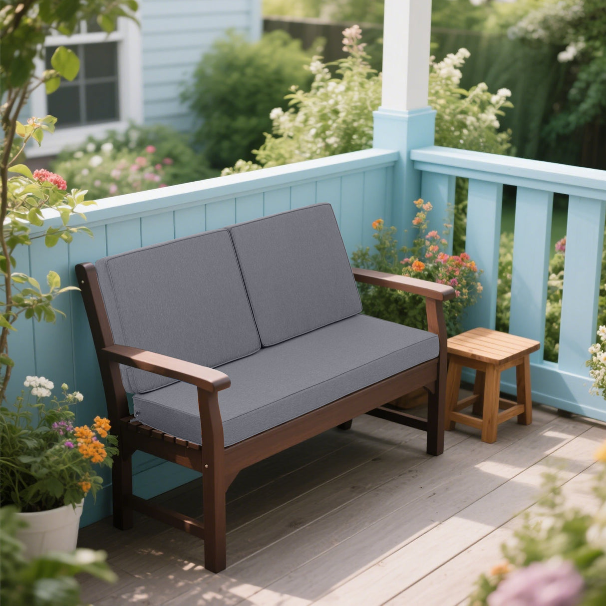 Set of 3 Outdoor Loveseat Cushion Set 48 x 24 Inch - Gray