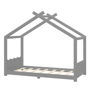 Twin House Floor Bed with Support Slats