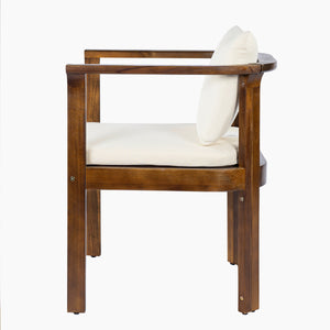 Outdoor Dining Chair Set of 2 with Curved Acacia Wood Arms