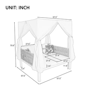U_Style Outdoor Patio Sunbed with Curtains