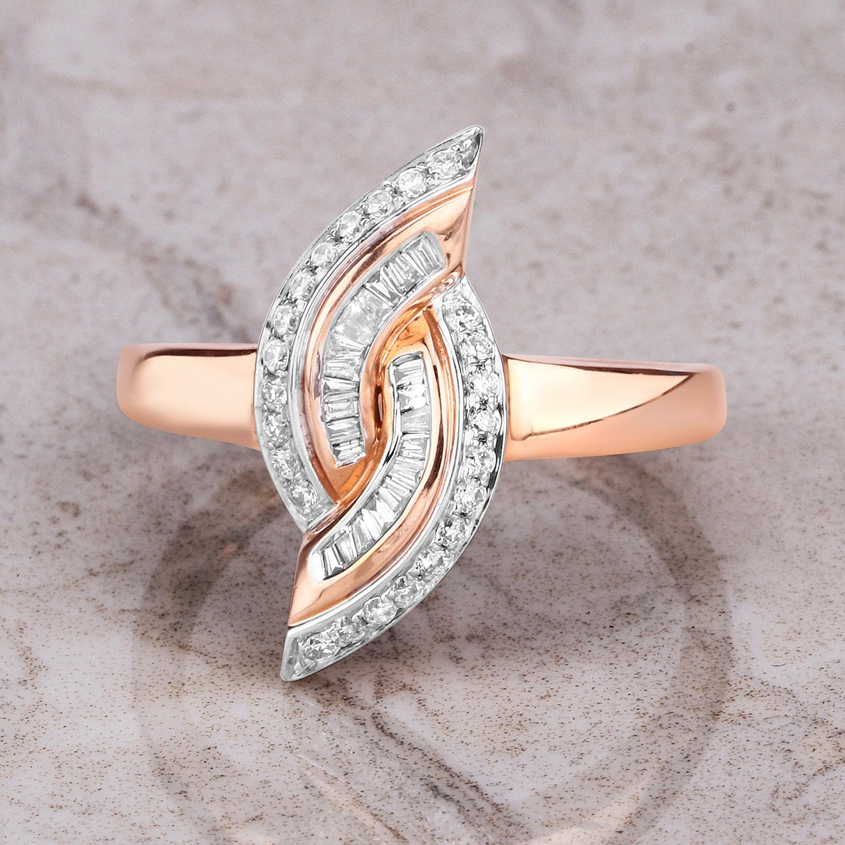 0.29 Carat Genuine White Diamond 14K Rose Gold Ring (E-F Color, SI1-SI2 Clarity)