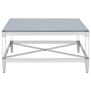 Lindley Square Tempered Mirror Acrylic Coffee Table Chrome