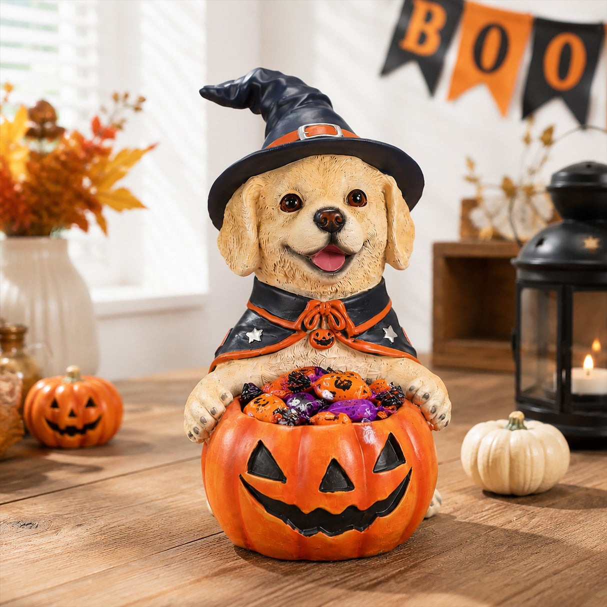 Halloween Labrador Retriever Witch Puppy Figurine