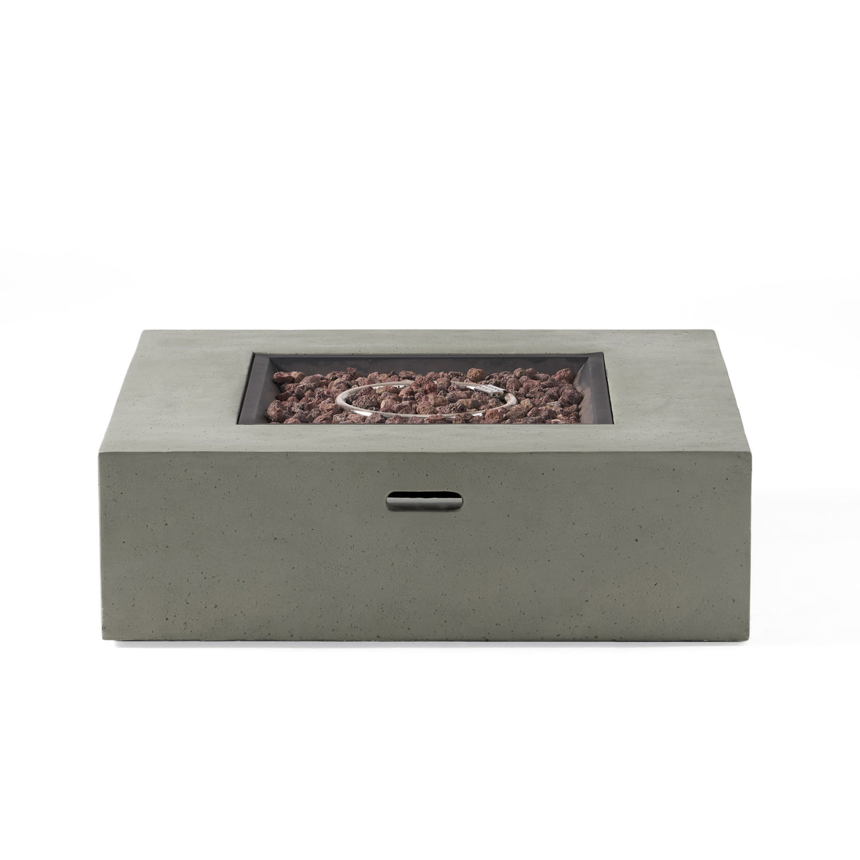 Contemporary 50,000 BTU Square MgO Fire Table with Clean Lines in Light Grey