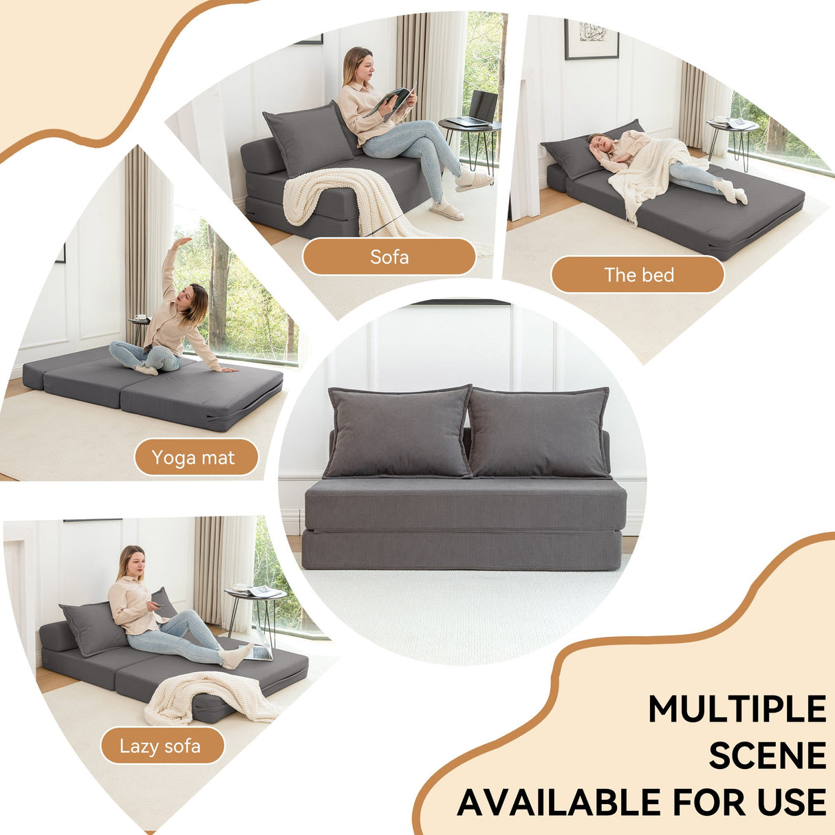 Foldable Sofa Bed Sleeper Lounge Chair with Pillow