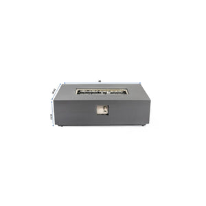 Volon - Rectangular Fire Pit Table, Propane Powered, 50,000 BTU - Light Gray