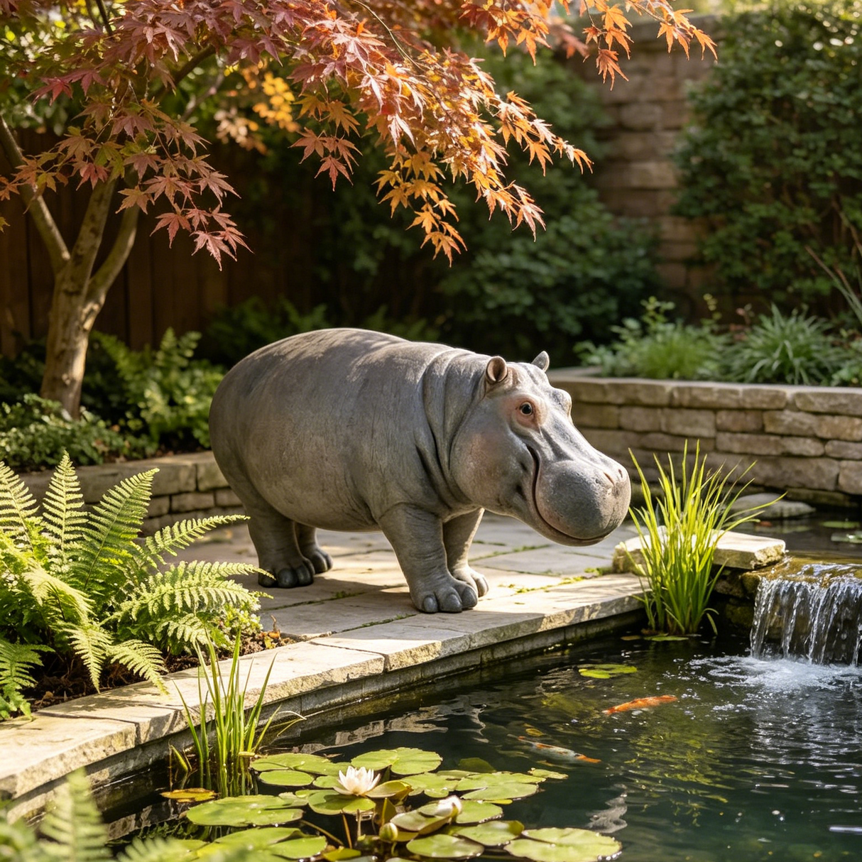 12.6'' Weather Resistant Hippopotamus Garden Statue