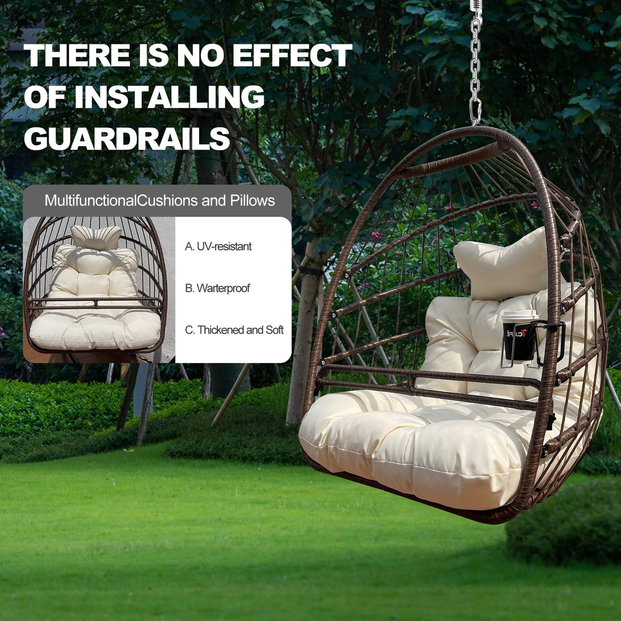Khaki Hanging Swing Egg Chair