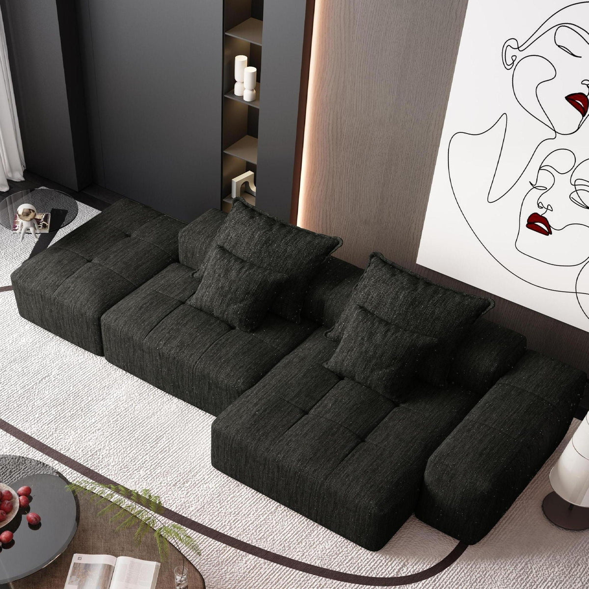 Modern Oversized Modular Sectional Sofa with Pillows - Multiple Colors
