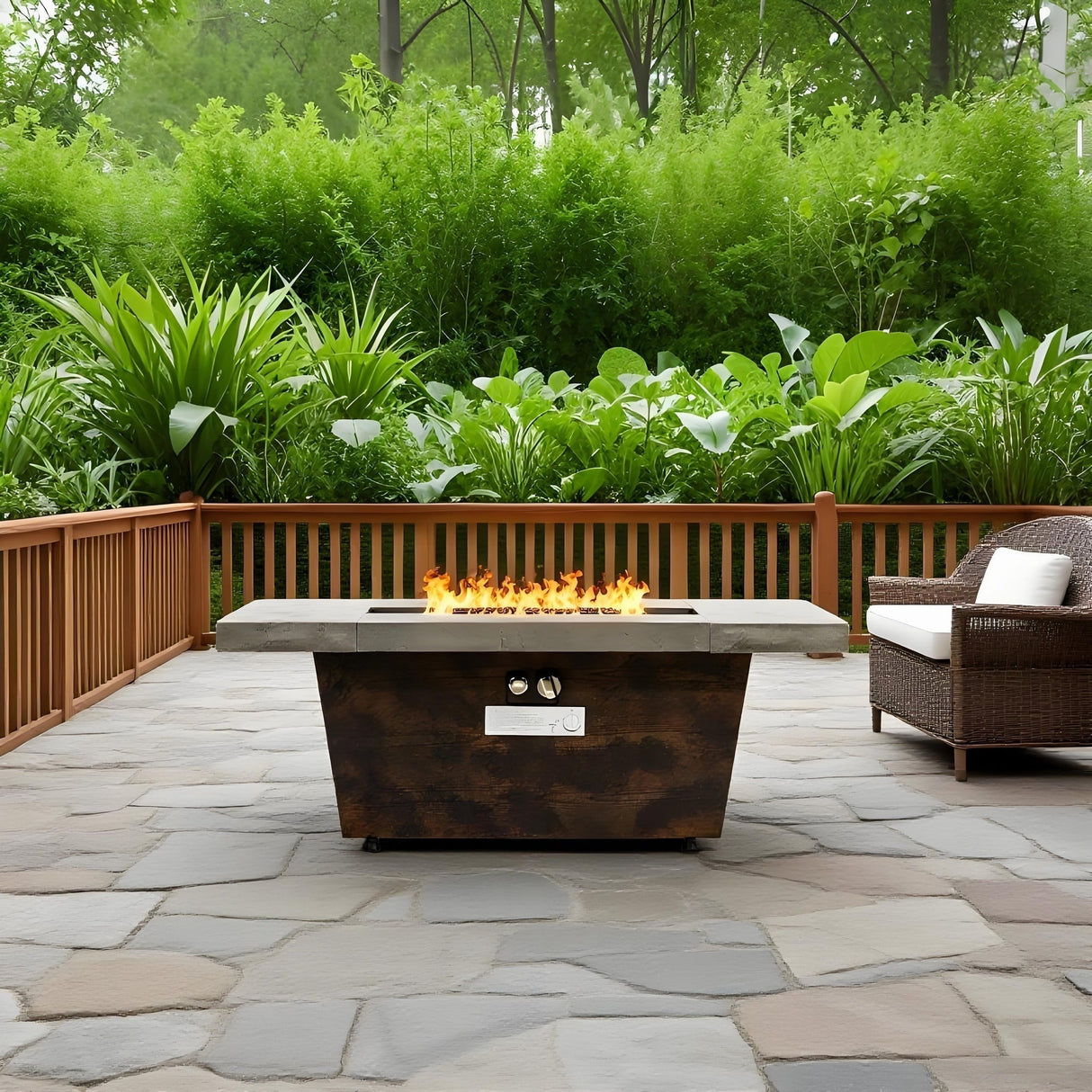 42 Inch Gas Fire Pit Table with Cement Texture Finish