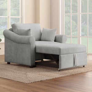 Convertible Sleeper Chair With Adjustable Backrest, 3 In 1 Lounger Chair Turns Into Bed, Single Bed For Living Room
