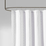Woven clipped solid shower curtain