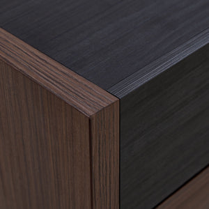 Modern Extendable & Rotating Cabinet With Drawer And Flip Doors For Versatile Storage - Black / Dark Walnut
