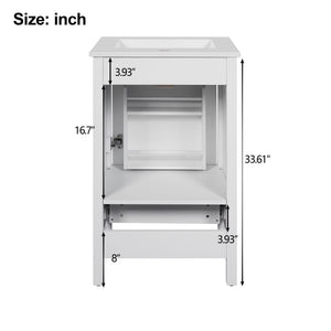 Bathroom Vanity With Ceramic Sink, Soft Close Drawers, Door Organizer, Divider Drawer, Adjustable Foot Pads