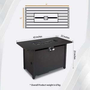 Outdoor Fire Pit Table With Lid - Black
