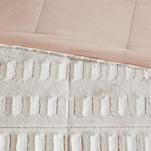 King/Cal King Faux Fur Comforter Mini Set with Hypoallergenic Fill - White