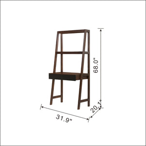 Ladder Desk, Ladder Style Display Shelf - Natural Wood / Brown
