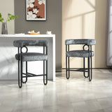 Household bar stools set of 2, modern upholstered with back
