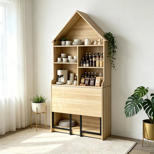 Folding Craft Desk with Storage Shelves
