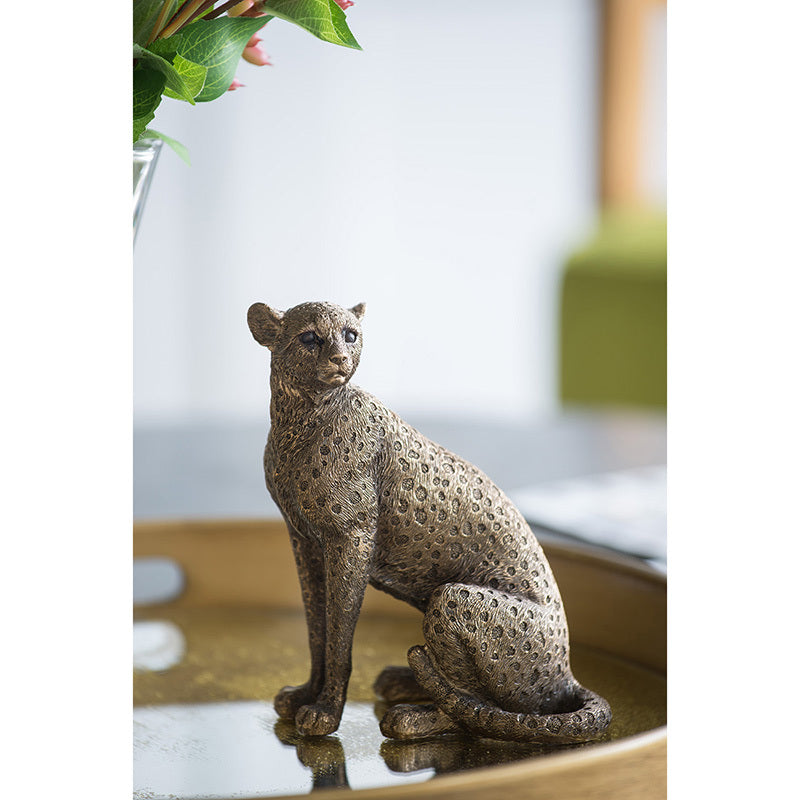 Copper Panther Animal Statue Decor