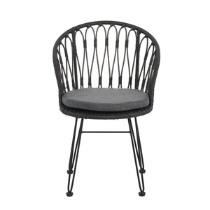 7 PCS Outdoor Dining Set with Acacia Wood Table and Rattan Chairs