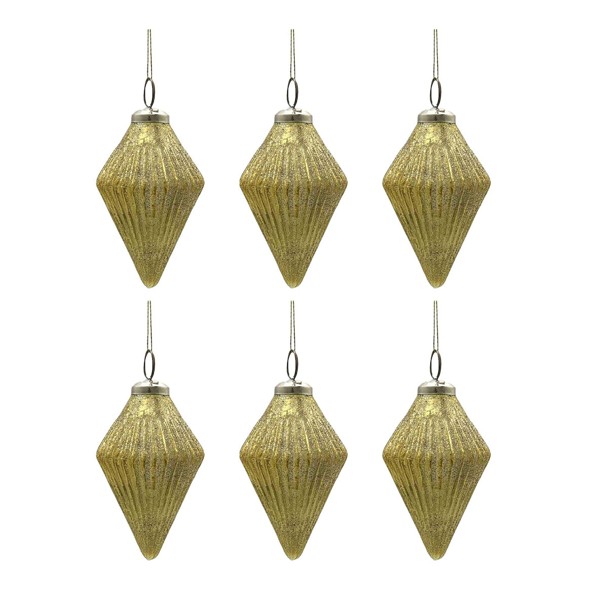 Gold Glass Decorative Hanging Ball Christmas Ornaments - Set of 6 or 12