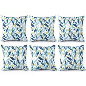 6 Pack Outdoor/Indoor Throw Pillows with Inserts - Coastal Leaves