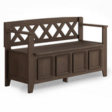 Amherst Solid Wood Entryway Storage Bench in Farmhouse Brown